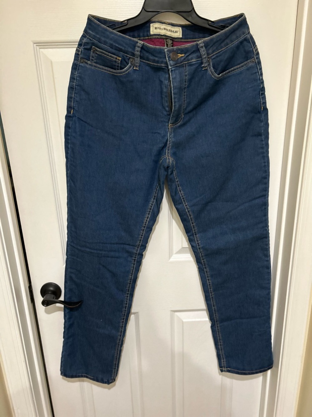 Bit & Bridle Women's Dark Blue Boyfriend Jeans With Fleece Lining